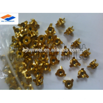 high quality Gr5 titanium spinner nut-golden